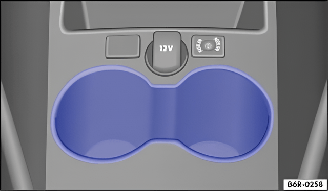 Rys. 104 W konsoli środkowej z przodu: uchwyt pojemnika do napoju