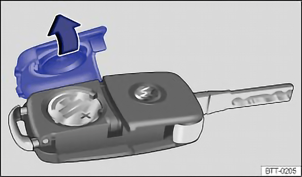 Rys. 21 Podnoszenie pokrywy baterii w kluczyku samochodu
