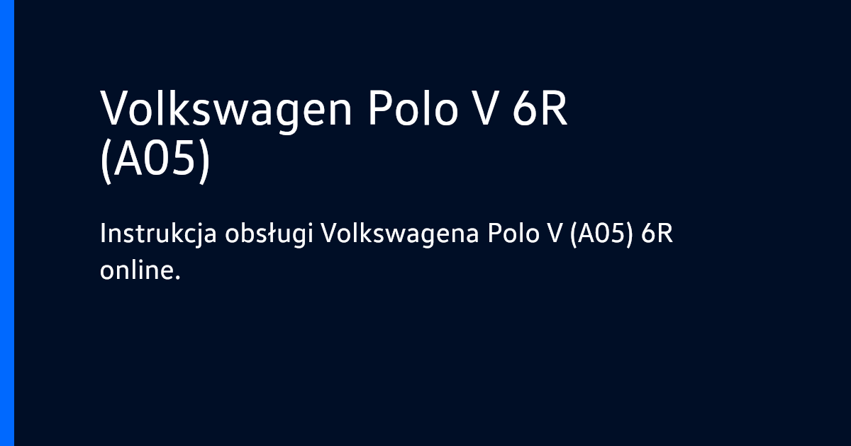 Vw Polo Instrukcja Obsługi Po Polsku Pdf